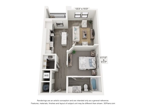 Floor plan for studio, 1 bath, 708 sqft